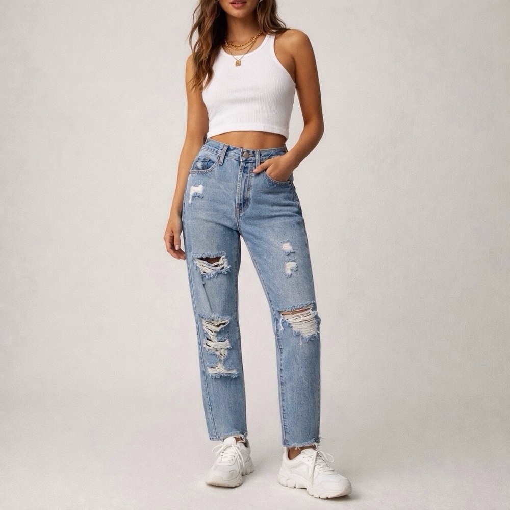 Hammer Jeans 1 NWT High Rise Jeans Button Fly Distressed Tapered Leg Women’s
